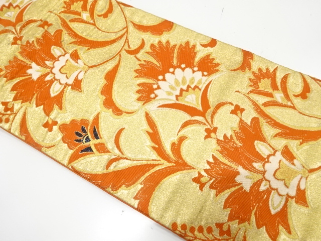 JAPANESE KIMONO / ANTIQUE NAGOYA OBI / SILK / WOVEN ARABESQUE